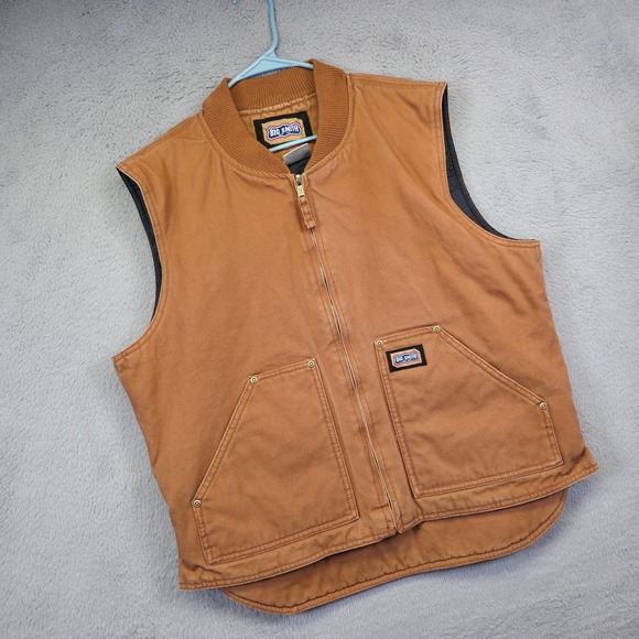 Big Smith Vest Mens L Brown Canvas Quilted Insulated Utility Winter Outdoor Work - Picture 1 of 13